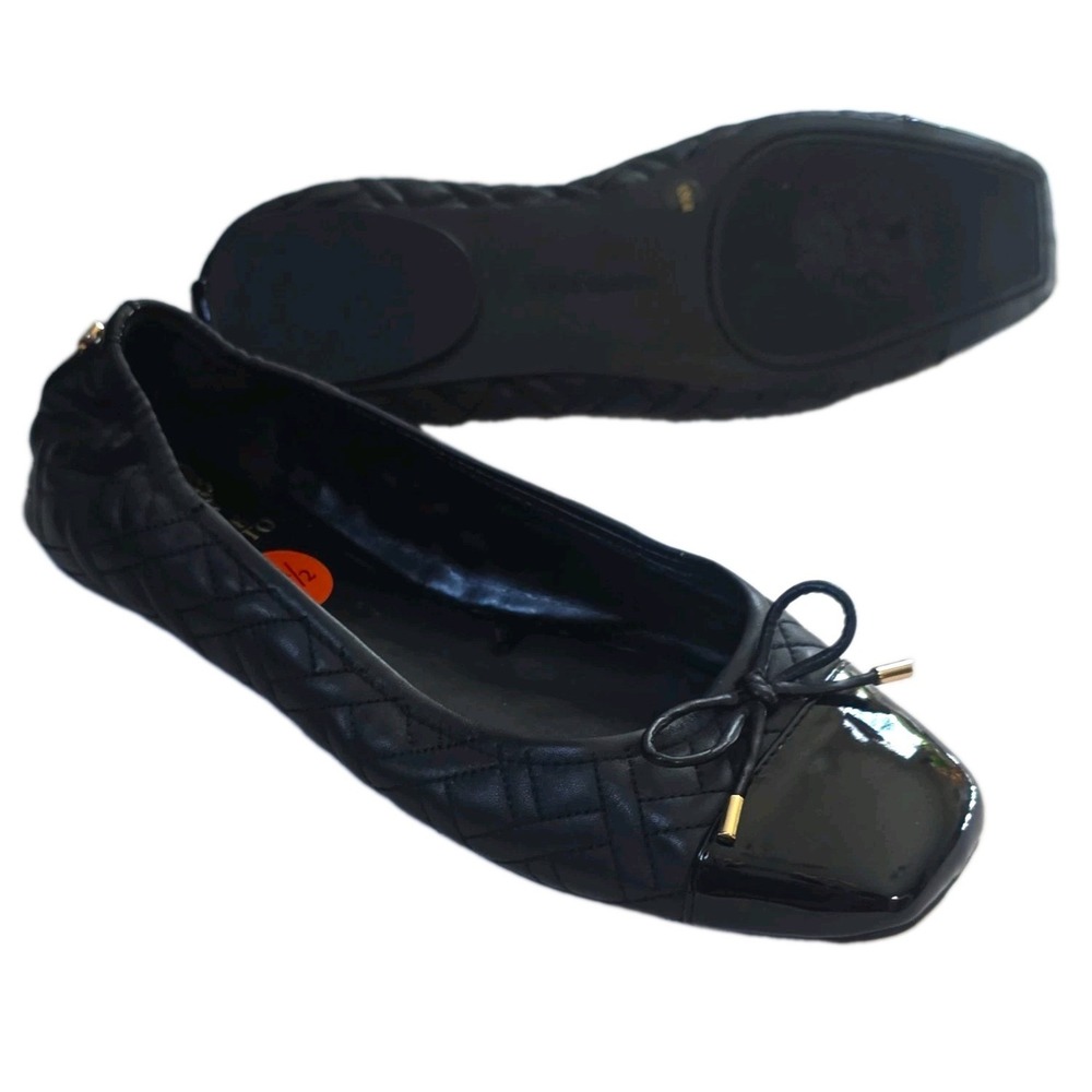 NWOB Vince Camuto Cinder Black Quilted Square Toe Ballet Flats 9.5 M EU 41